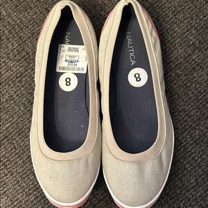 Nautica Women's Canvas Flats in Beige and Red